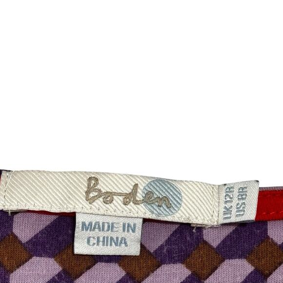 Boden 8R Purple Sleeveless Dress with Geometric Design Knee Length Office - Picture 4 of 7